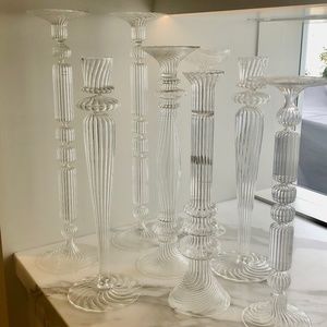 Handblown clear glass candlesticks made by Creation Mathias in France - NEW!
